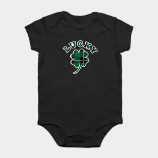 Lucky Four Leaf Clover Flannel Print Pattern Baby Bodysuit